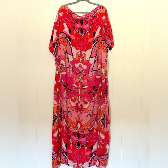 NWOT Cin Cin Malibu Caftan Boheme Pink Print - One Size - Picture 6 of 7